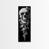 Skull Painting Print - Horror Decor - Witchy Decor - Tall Narrow Art - Framed Canvas Print - Skinny Wall Art - Skull Painting - Skull Wall Art