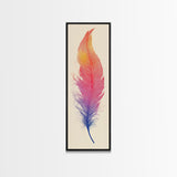 Funky Feather Painting Print - Framed Canvas - Home Decor - Tall Narrow Art - Feather Wall Art - Southwestern Decor