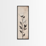 Sketch of a Flower Canvas Print, Wood Framed Wall Art, Flower Painting, Flower Decor, Floral Botanical Wall Art, Flower Print Narrow Art