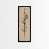 Black and White Sketch of a Rose, Framed Canvas Print, Narrow Art, Tall Skinny Art, Flower Painting, Paint of a Rose, Floral Prints