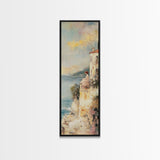 Abstract Oil Painting Print Of a Woman Overlooking the Coast, Victorian Oil Painting, Nautical Seascape Painting, Wall Decor for Girls