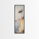 Victorian Landscape Oil Painting Print, Tall Skinny Wall Art, Coastal Painting, Coastal Landscape Art, Italian Seaside Painting, Narrow Wall Art