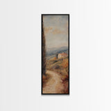 Framed Canvas Print of Coastal Landscape Art in Tuscany Style, Farmhouse Rustic Decor, Minimalist Art, Above Sofa Art, Living Room Wall Art, Tall Narrow Art