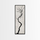 Framed Canvas Print of Minimalist Birch Tree Art in Black and White, Wabi Sabi Art, Rustic Wall Art, Above Bed Wall Art, Tall Skinny Art, Japanese Aesthetic