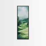 Watercolor Mountain Art Canvas Print Rustic Landscape Art Above Bed Wall Art Extra Wide Art Vertical Wall Art Green Wall Art Gift