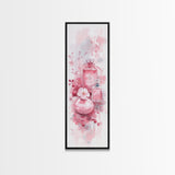 Elegant Perfume Bottles Framed Canvas Print Pink Abstract Art Wabi Sabi Decor Light Pink Bedroom Artwork Feminine Minimalist Wall Art