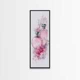 Perfume Bottle Art Framed Canvas Print Light Pink Wall Art Botanical Prints Bedroom Art Minimalist Decor Living Room Gift Idea