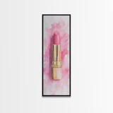 Pink Lipstick Canvas Print Feminine Pink Abstract Art Light Pink Wall Art Whimsical Art Rustic Decor Vertical Gift Idea Above Sofa