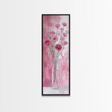 Wildflower Bouquet Framed Canvas Print Pink Poppy Painting Tall Skinny Art Living Room Above Sofa Rustic Guest Room Floral Wall Art