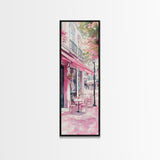 Pink Café Canvas Print Romantic French Bistro Painting Coastal Cowgirl Wall Art Above Bed Art Guest Room Gift Living Room Rustic Decor
