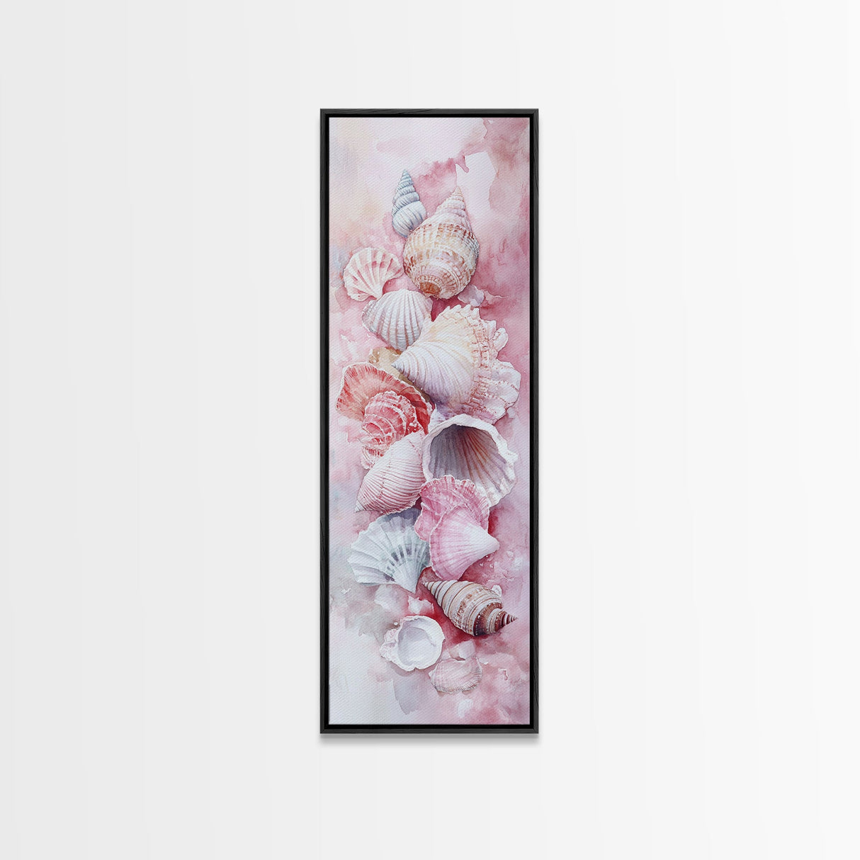Coastal Seashell Painting Framed Canvas Print Featuring Nautical Decor Perfect Beach House Coastal Landscape Wall Art Theme