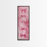 Pink Bows Framed Canvas Print Whimsical Art Light Pink Wall Art Long Narrow Wall Art Tall Skinny Art Dorm Decor Gift Idea