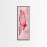 Butterfly Side View Framed Canvas Print Pink Wall Art Light Pink Wall Art Vertical Wall Art Rustic Decor Above Couch Art