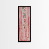 Pink Floral Curtains Framed Canvas Print Whimsical Art Light Pink Wall Art Vertical Wall Art Minimalist Art Rustic Decor Gift