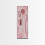 Hairbrushes And Combs Framed Canvas Print Light Pink Wall Art Minimalist Art Long Narrow Wall Art Tall Skinny Art Gift Idea