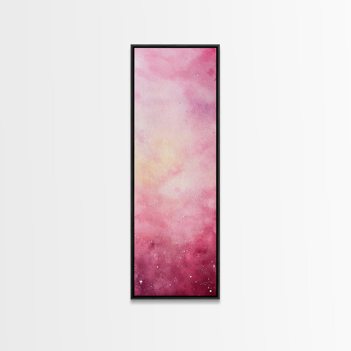 Light Pink Abstract Starry Night Framed Canvas Print Whimsical Bedroom Art Moody Wall Art Vertical Living Room Decor Gift Idea