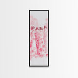 Dreamy Cherry Blossom Dresses Framed Canvas Print, Light Pink Wall Art, Botanical Prints, Whimsical Art, Above Sofa or Bedroom Decor