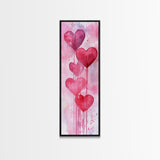 Dripping Heart Art Canvas Print, Moody Abstract Pink Wall Art, Romantic Living Room Art, Extra Vertical Skinny Tall Narrow Artwork