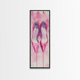 Pink Stilettos Painting Framed Canvas Print Fashion Wall Art Feminine Decor Living Room Artwork Vertical Wall Accent Gift Idea Art