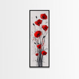 Bright Red Poppy Flower Art Framed Canvas Print Wildflower Painting Botanical Prints Modern Office Rustic Farmhouse Art