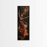 Dancing Woman Framed Canvas Print, Fiery Dark Romance Painting, Original Vertical Art for Bold Bedroom or Statement Living Room Decor