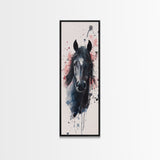Black Horse Portrait Canvas Print Rustic Farmhouse Art Horse Wall Art Tall Skinny Art Vertical Rustic Living Room Wall Decor