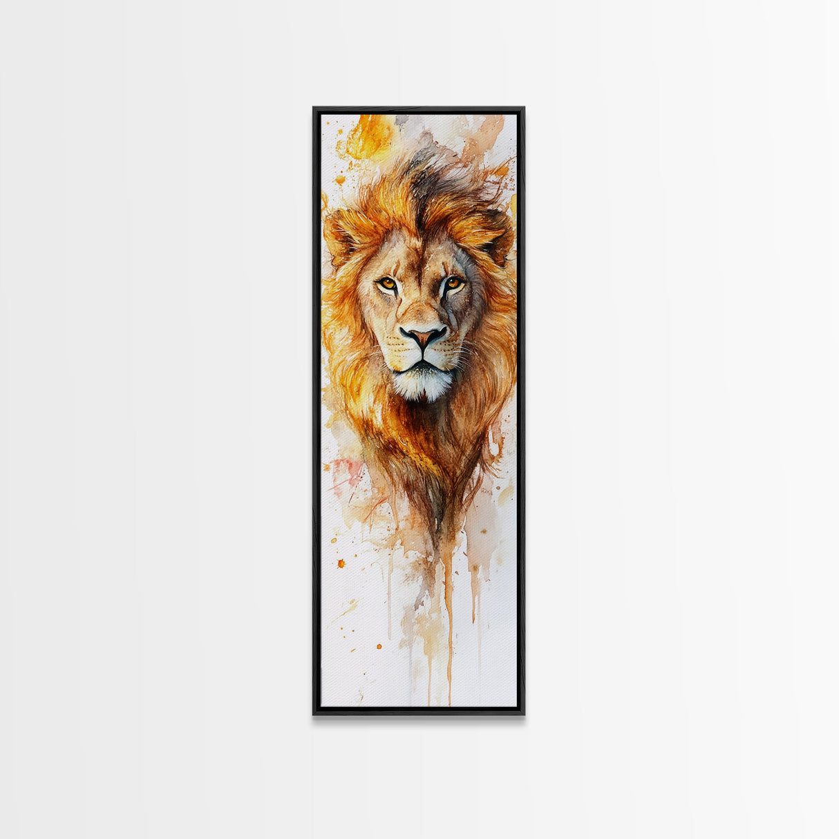 Majestic Lion Portrait Framed Canvas Print Featuring Bold African Art Style, Perfect for Rustic or Wildlife-Inspired Interiors