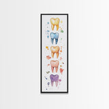Artistic Dental Canvas Print Featuring Colorful Watercolor Teeth, Whimsical Dental Office Wall Art, Gift Idea for Dentists