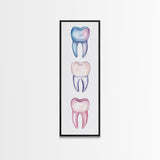Whimsical Rainbow Teeth Canvas Print, Dentist Office Vertical Wall Art, Vibrant Dental Art Print for Gift Ideas