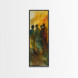 Golden Silhouettes Framed Canvas Print African Inspired Art Sunset Hues Moody Abstract Living Room Wall Art Fall Home Decor