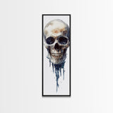Framed Canvas Print Skull Art for Gothic Decor, Moody Halloween Wall Art, Original Skull Artwork, Living Room Art, Gift Idea for Him