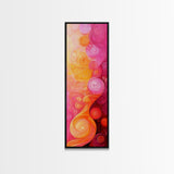 Abstract Pink Orange Swirl Framed Canvas Print, Vertical Skinny Art, Light Pink Dorm Wall Art, Minimalist Modern Art Decor