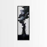 Smoke Abstract Art Canvas Print Black White Contemporary Modern Home Decor Moody Wall Art Vertical Long Narrow Artwork