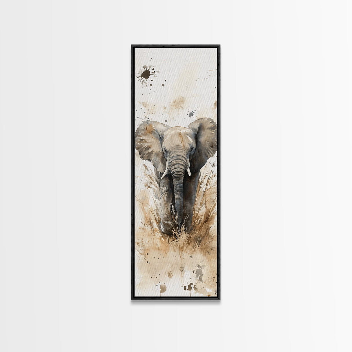 Elephant Wall Art Canvas Print African Art Safari Painting Rustic Decor Vertical Long Narrow Wall Art Animal Lover Gift