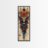 Enchanted Deer Canvas Print Featuring Sacred Geometry, Vibrant Color Palette, Boho Art And Ideal Living Room Rustic Wall Decor