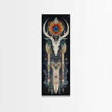 Dreamcatcher Deer Canvas Print Featuring Boho Sacred Geometry Art, Native Inspired Dark Angels Wall Art Ideal For Gift Idea