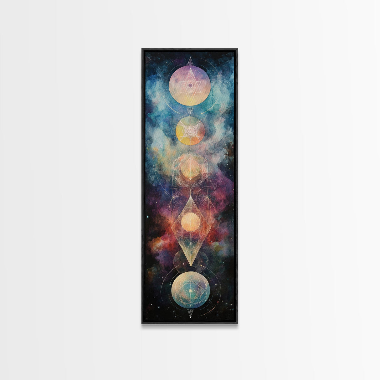 Galactic Chakra Canvas Print With Sacred Geometry Art, Wabi Sabi Inspired, And Therapy Art For Bedroom Or Meditation Spaces