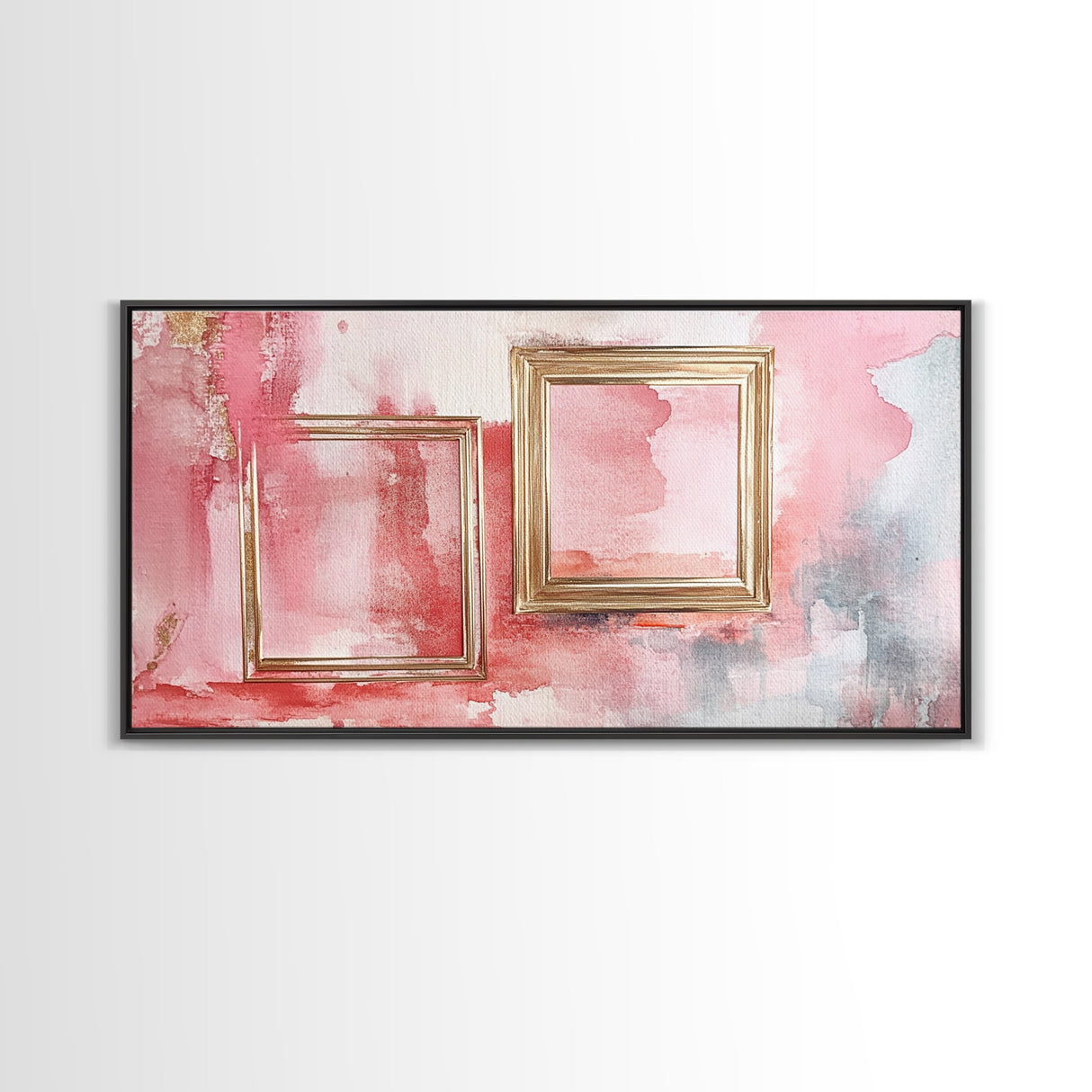 Gold Frame Abstract Framed Canvas Print Featuring Pink Abstract Art and Whimsical Art Light Pink Wall Art Minimalist Rustic Decor