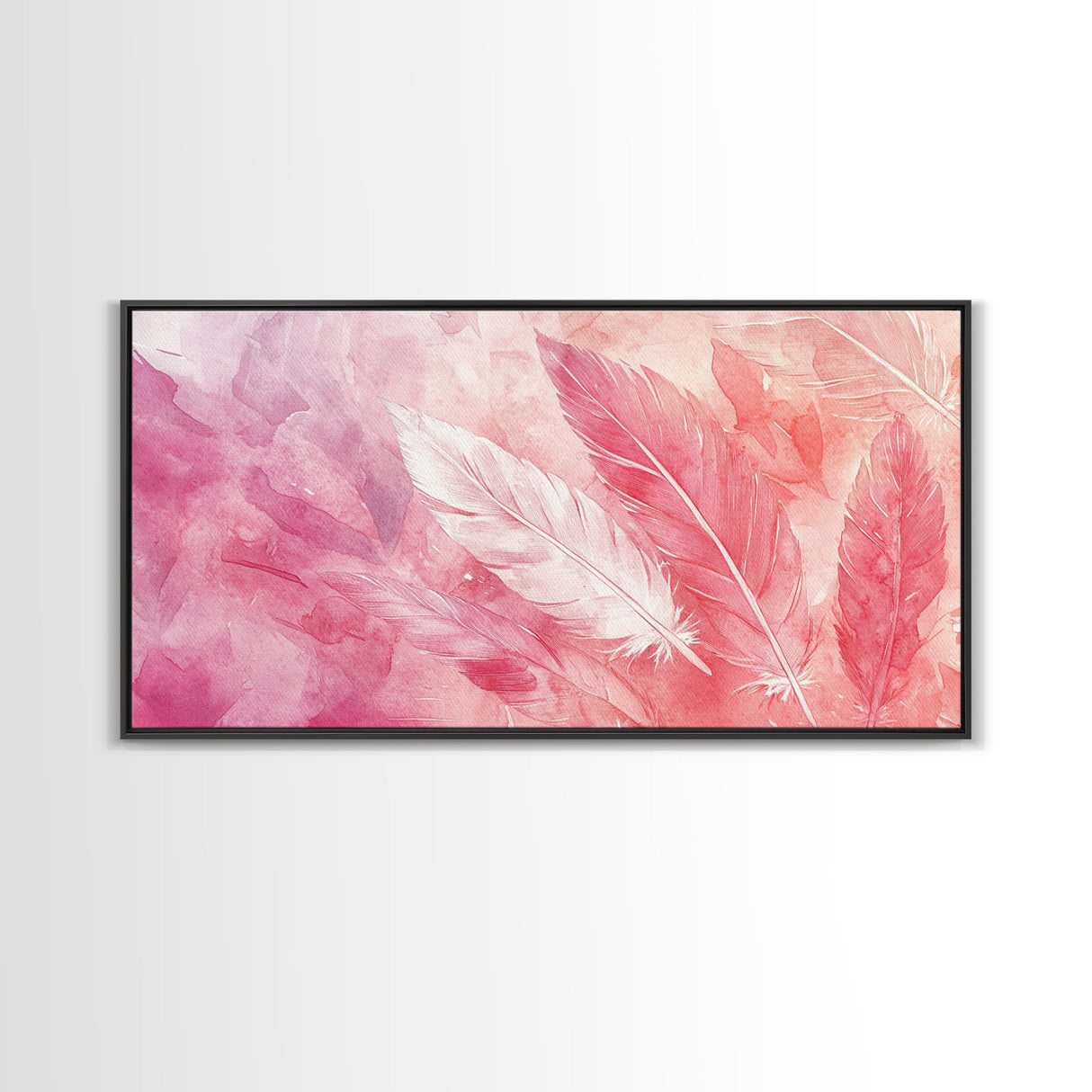Light Feather Abstract Canvas Print, Pink and Peach Minimalist Art, Cozy Home Wall Decor, Soft Whimsical Style Living Room Artwork
