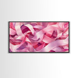 Pink Ribbons Canvas Print | Abstract Art | Light Pink Wall Art | Whimsical Minimalist Decor | Feminine Bedroom Canvas Print