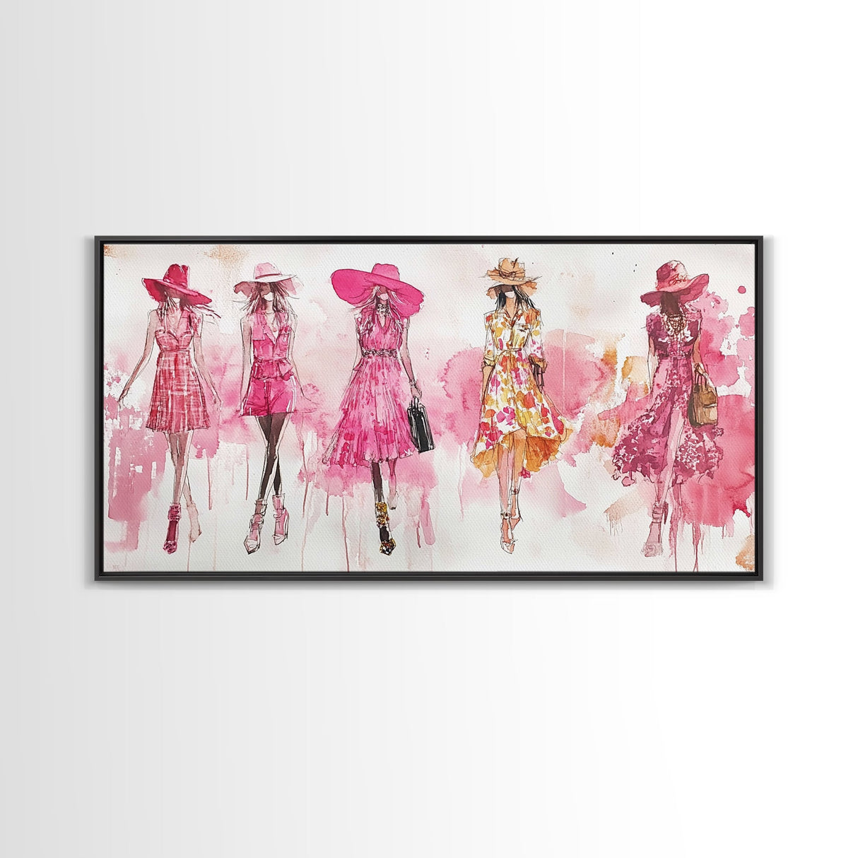 Fashion Sketch Canvas Print Pink Wall Art Whimsical Decor Fashionista Gift Idea Artistic Living Room Accent Modern Feminine Aesthetic