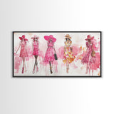 Fashion Sketch Canvas Print Pink Wall Art Whimsical Decor Fashionista Gift Idea Artistic Living Room Accent Modern Feminine Aesthetic