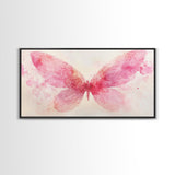 Pink Butterfly Canvas Print Whimsical Art Light Pink Wall Art Angel Art Prints Above Bed Wall Art Bedroom Decor Gift Idea