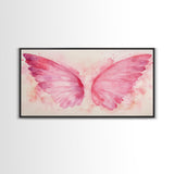 Angel Wings Canvas Print Whimsical Art Light Pink Wall Art Angel Art Prints Bedroom Decor Above Bed Wall Art Gift Idea