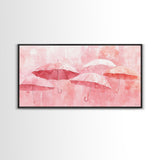 Umbrella Art Canvas Print, Light Pink Wall Art, Minimalist Decor Piece, Coastal Cowgirl Home Accent, Whimsical Abstract Art Gift Idea