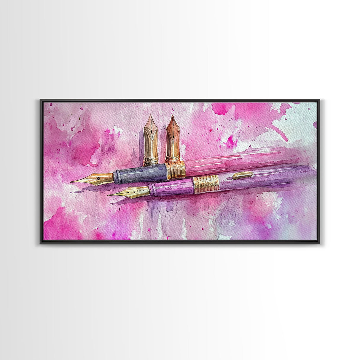 Elegant Fountain Pen Canvas Print | Pink Abstract Art | Stationery Inspired Wall Art | Unique Study Room Decor | Framed Office Art