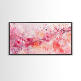 Vibrant Cherry Blossom Canvas Print | Pink Orange Wall Art | Spring Inspired Artwork | Living Room Above Sofa Decor | Horizontal Art