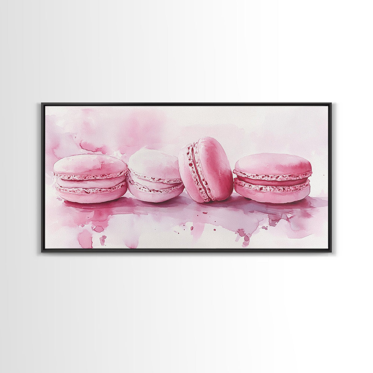 French Macaron Canvas Print | Pink Kitchen Wall Art | Food Inspired Artwork | Framed Pastel Dessert Art | Unique Dining Room Decor