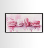 French Macaron Canvas Print | Pink Kitchen Wall Art | Food Inspired Artwork | Framed Pastel Dessert Art | Unique Dining Room Decor