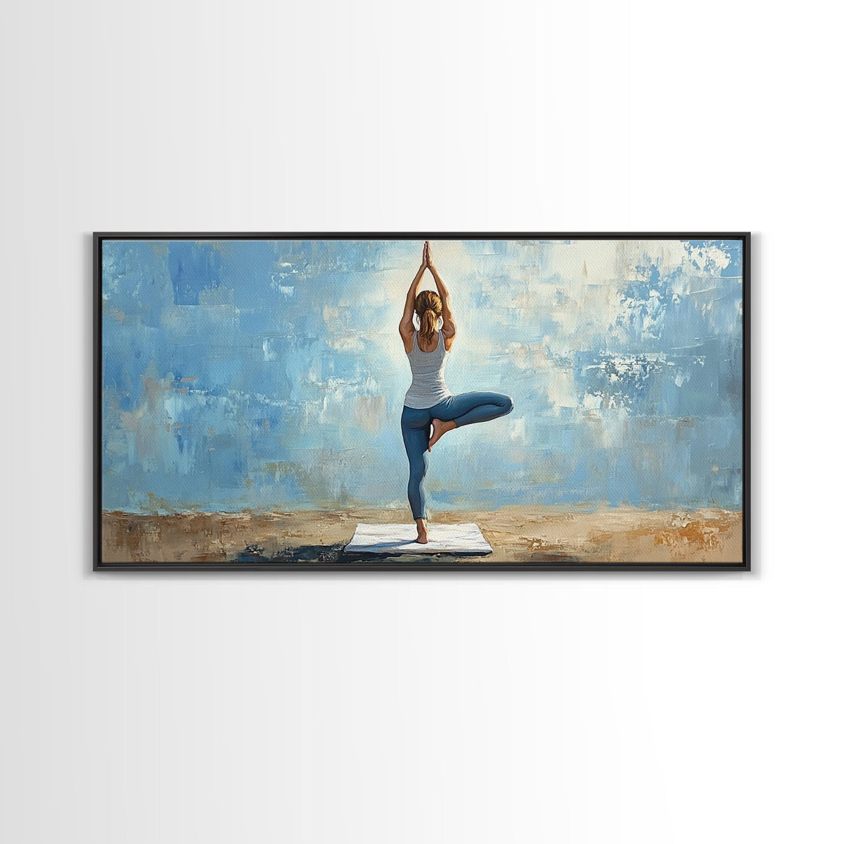 Yoga Tree Pose Canvas Print Zen Serenity Wall Art Minimalist Living Room Neutral Modern Home Decor Therapy Art Unique Gift Idea